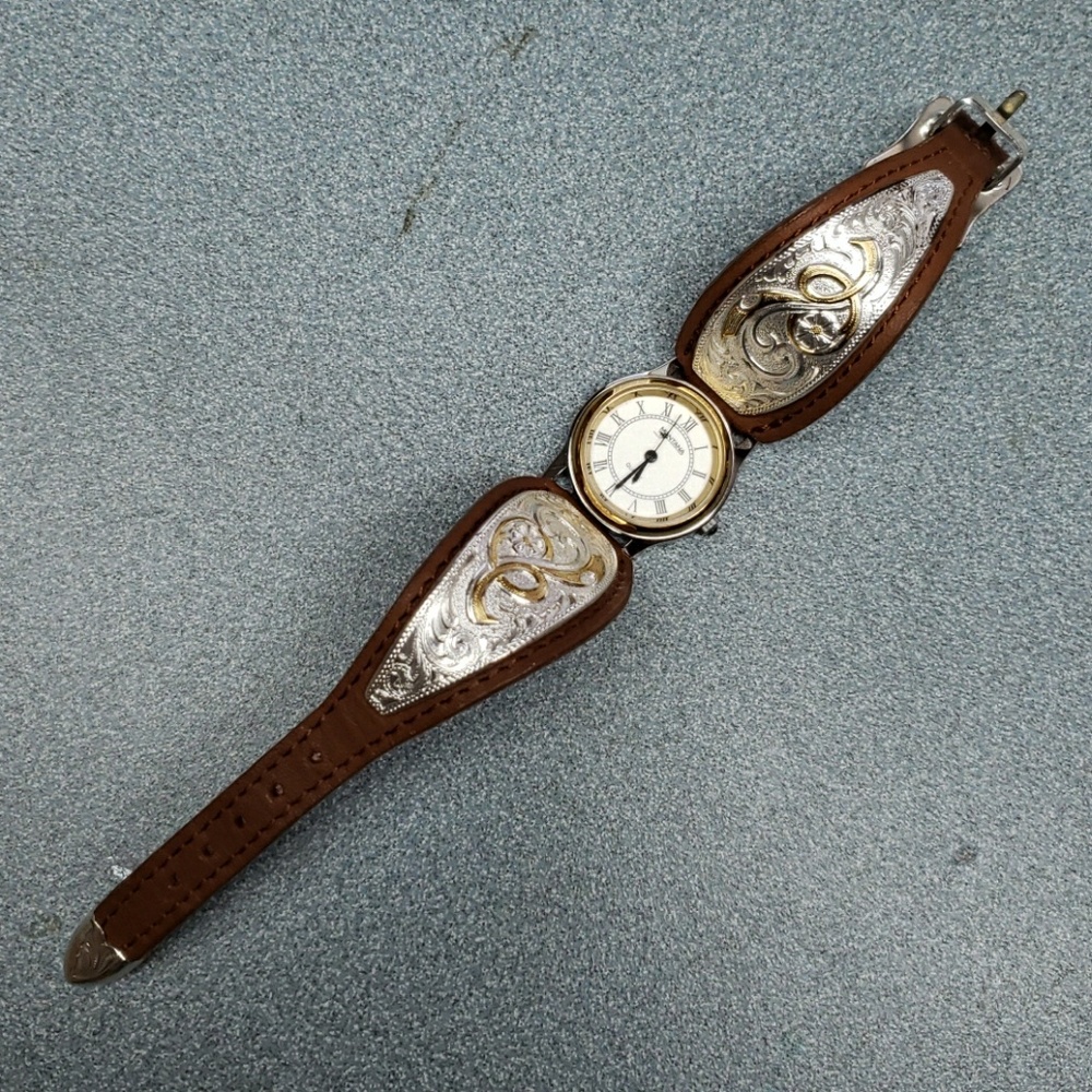 Montana Silversmiths Leather & Silver Watch